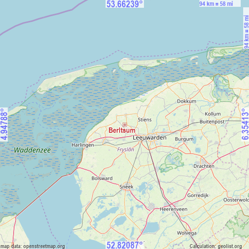 Berltsum on map