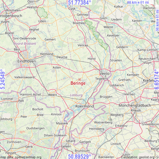 Beringe on map