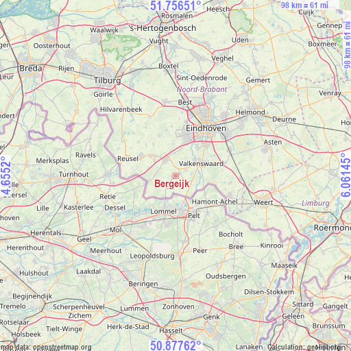 Bergeijk on map