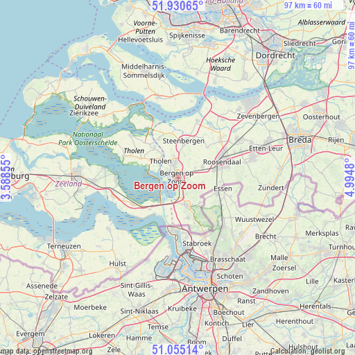 Bergen op Zoom on map