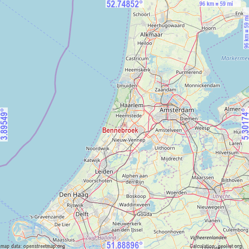 Bennebroek on map