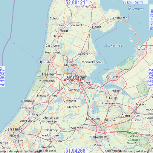 Amsterdam on map