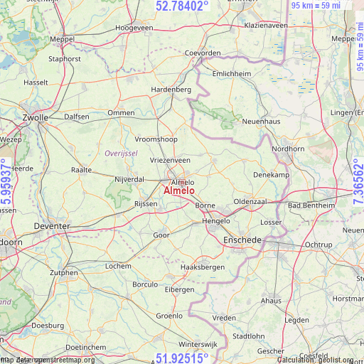 Almelo on map