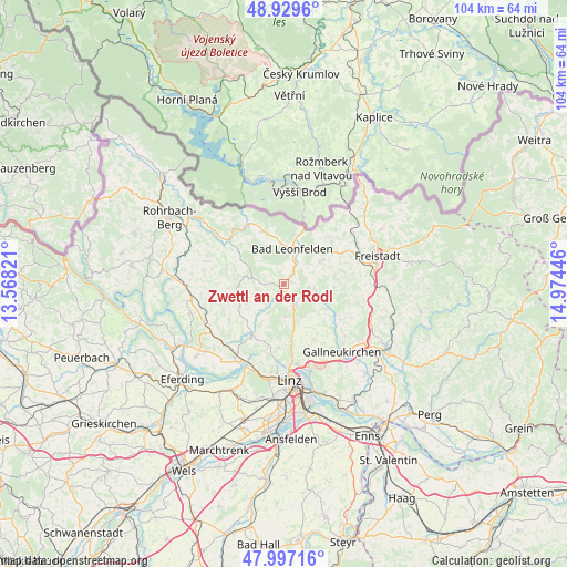 Zwettl an der Rodl on map