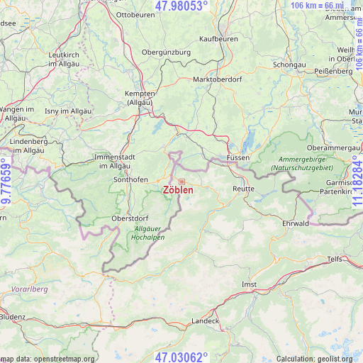 Zöblen on map