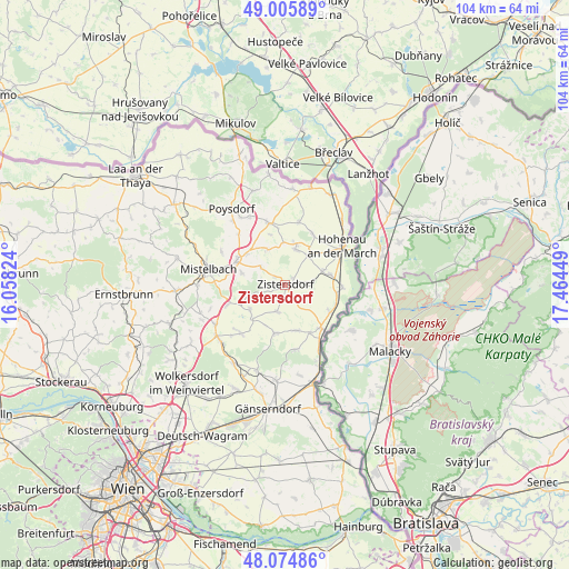 Zistersdorf on map