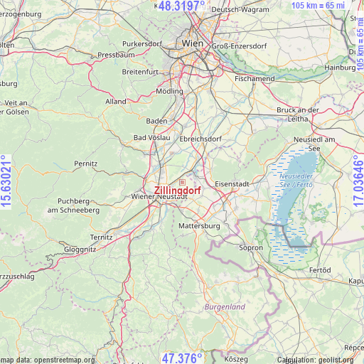 Zillingdorf on map