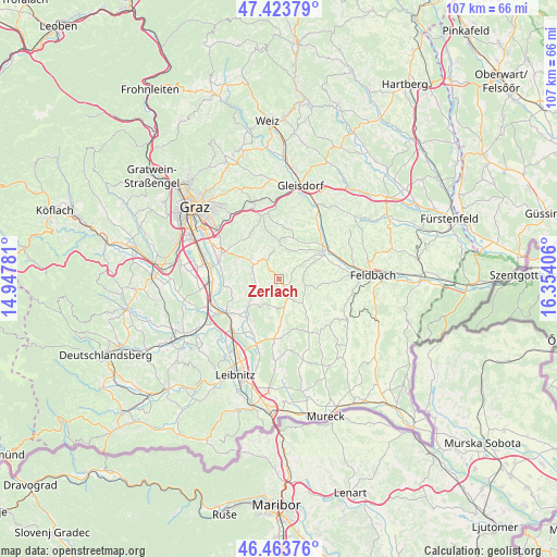 Zerlach on map