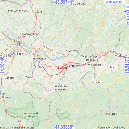 Zeillern on map