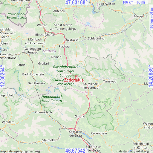 Zederhaus on map
