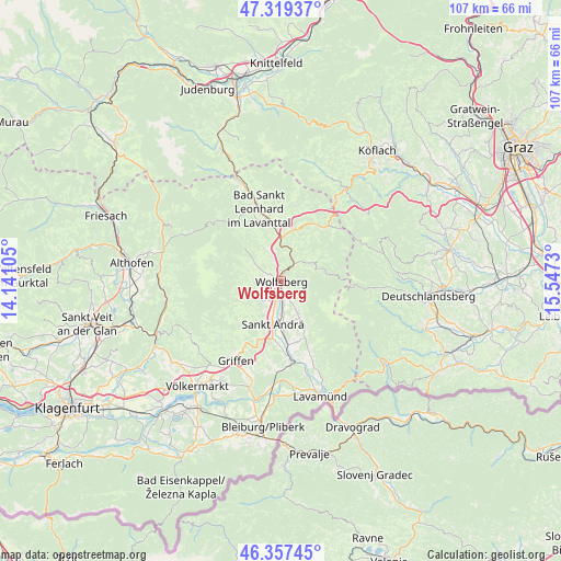 Wolfsberg on map