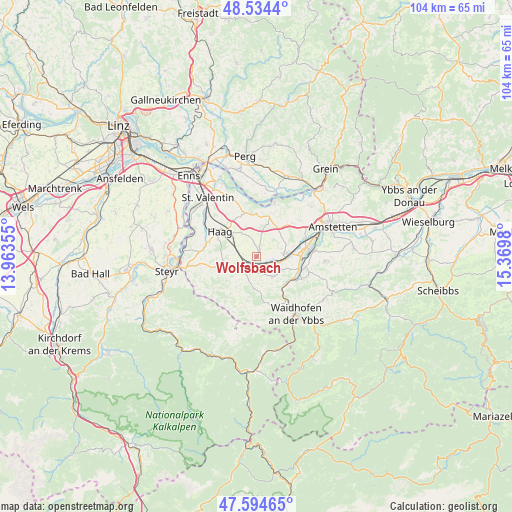 Wolfsbach on map