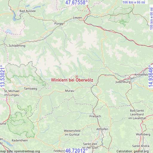 Winklern bei Oberwölz on map