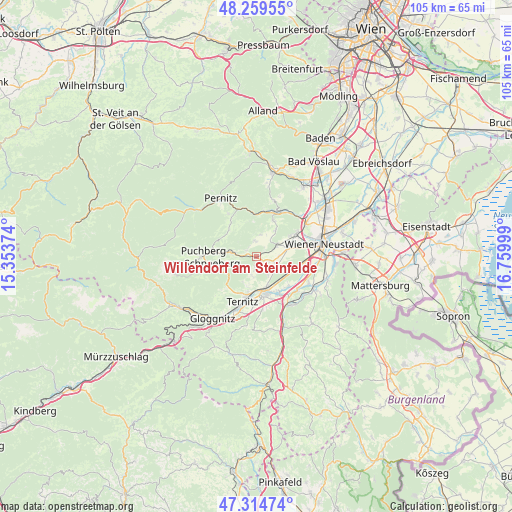 Willendorf am Steinfelde on map