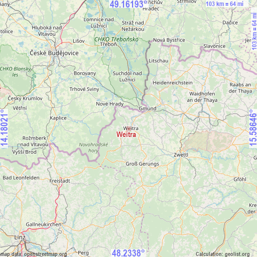 Weitra on map