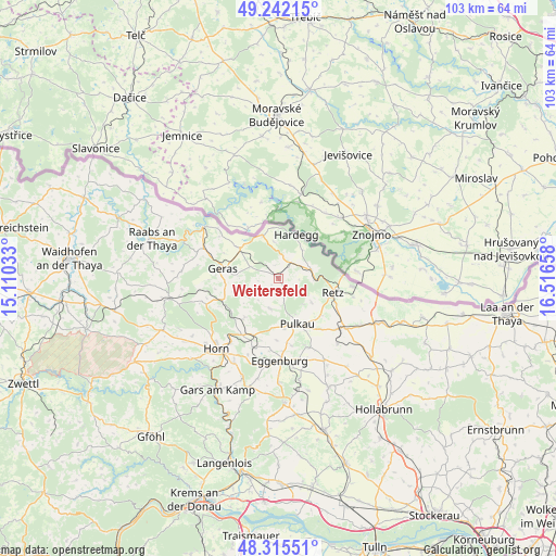 Weitersfeld on map