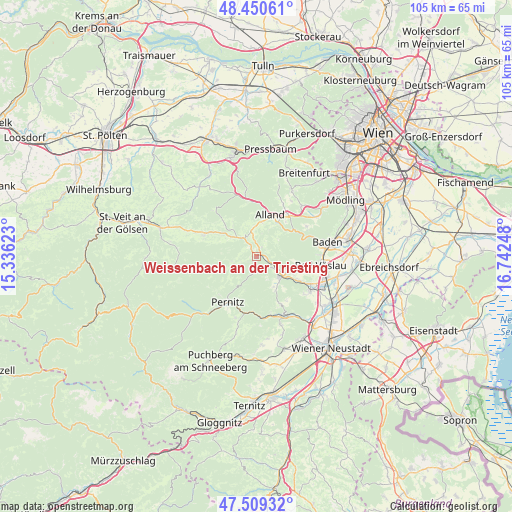 Weissenbach an der Triesting on map