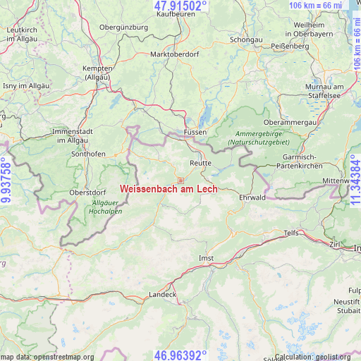 Weissenbach am Lech on map