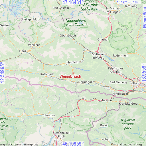Weissbriach on map