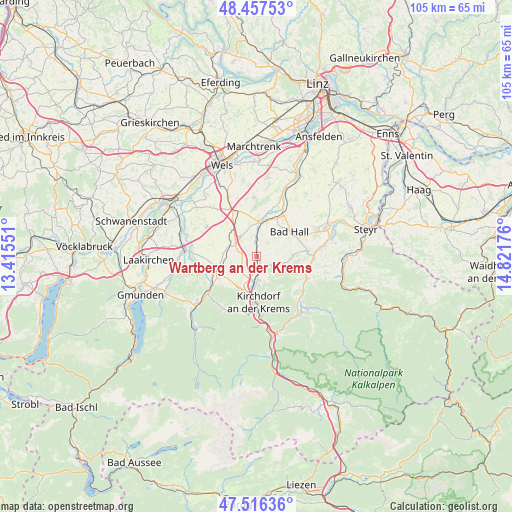 Wartberg an der Krems on map