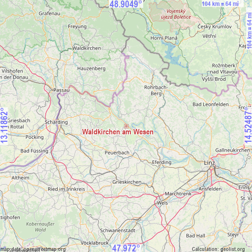 Waldkirchen am Wesen on map