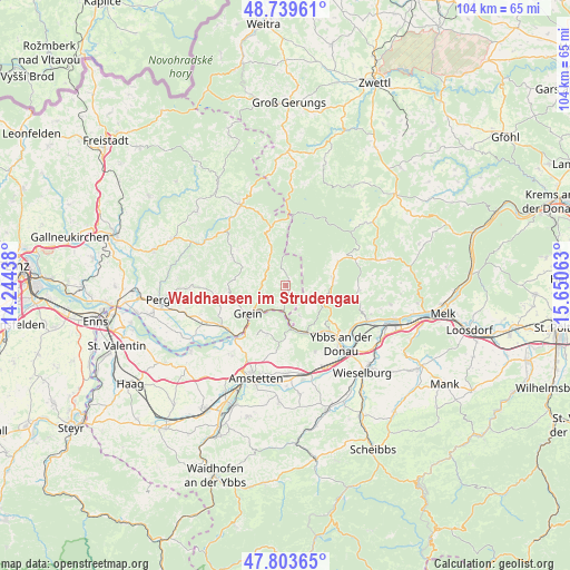 Waldhausen im Strudengau on map