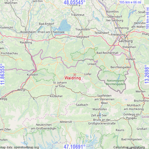 Waidring on map