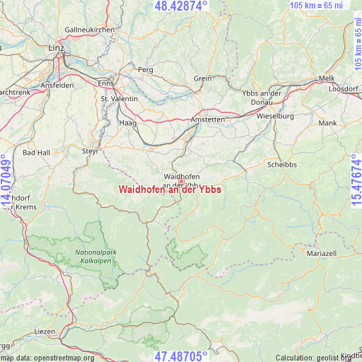 Waidhofen an der Ybbs on map