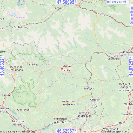 Murau on map