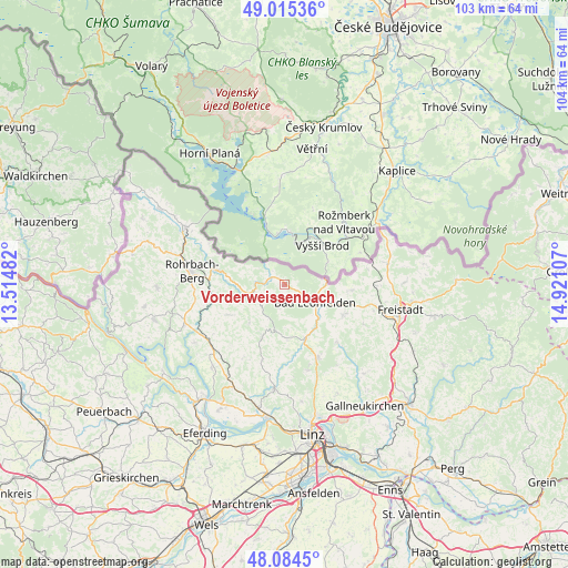 Vorderweissenbach on map