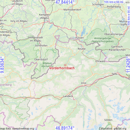 Vorderhornbach on map