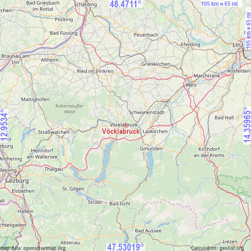 Vöcklabruck on map
