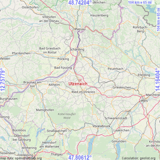 Utzenaich on map