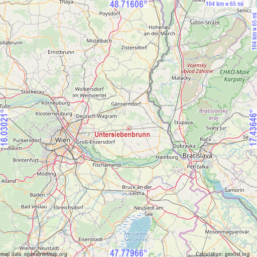 Untersiebenbrunn on map