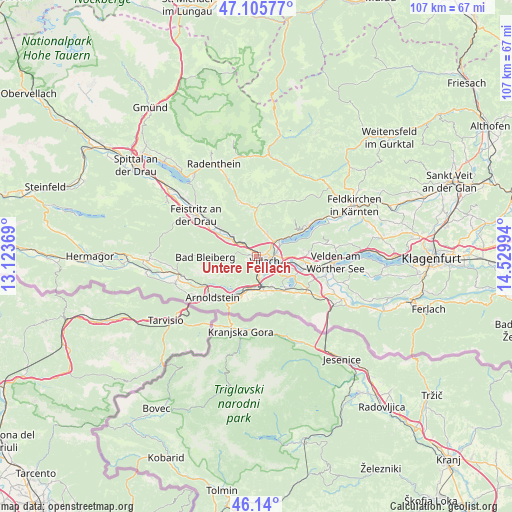 Untere Fellach on map