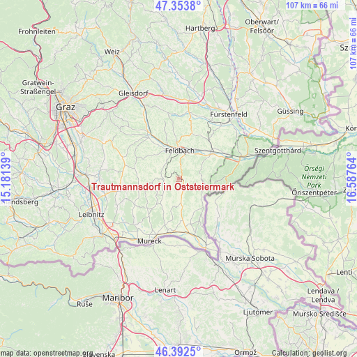 Trautmannsdorf in Oststeiermark on map
