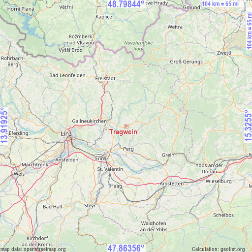 Tragwein on map