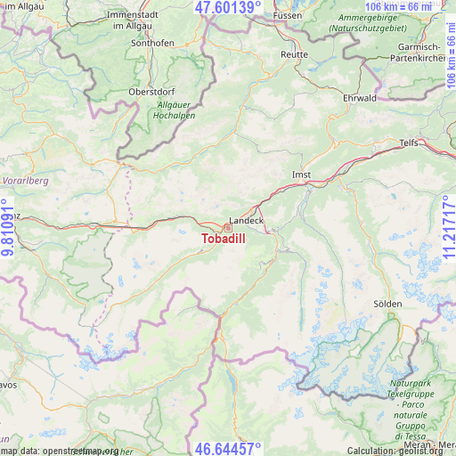 Tobadill on map