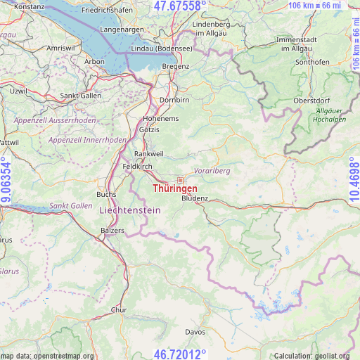 Thüringen on map