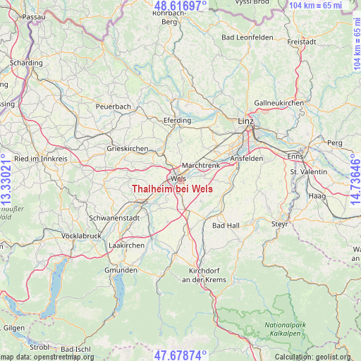 Thalheim bei Wels on map