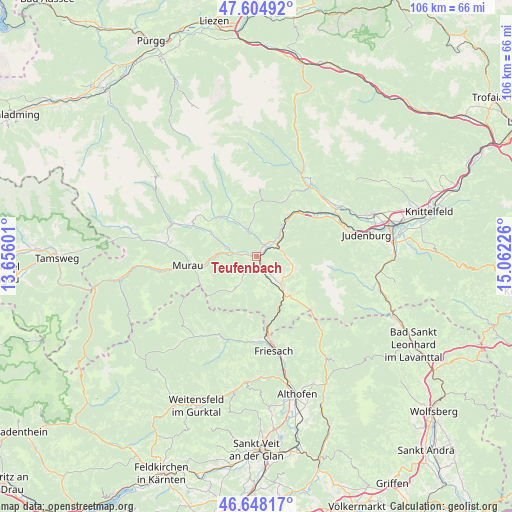 Teufenbach on map