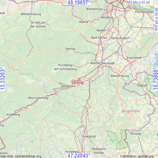 Ternitz on map