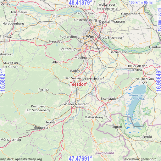 Teesdorf on map