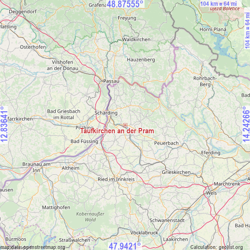 Taufkirchen an der Pram on map