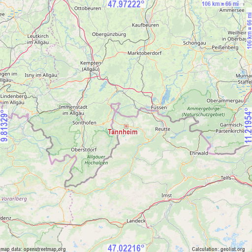 Tannheim on map