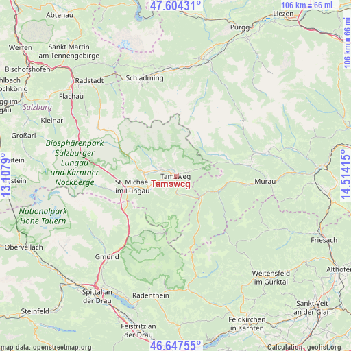 Tamsweg on map
