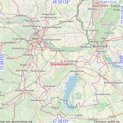 Stixneusiedl on map