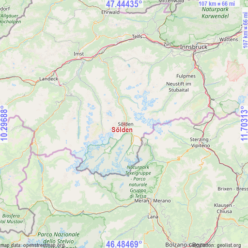 Sölden on map