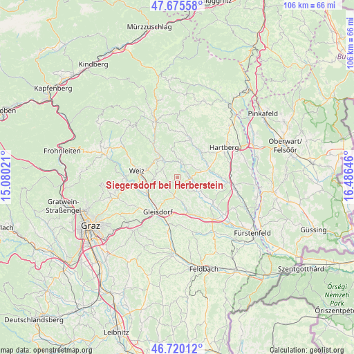 Siegersdorf bei Herberstein on map