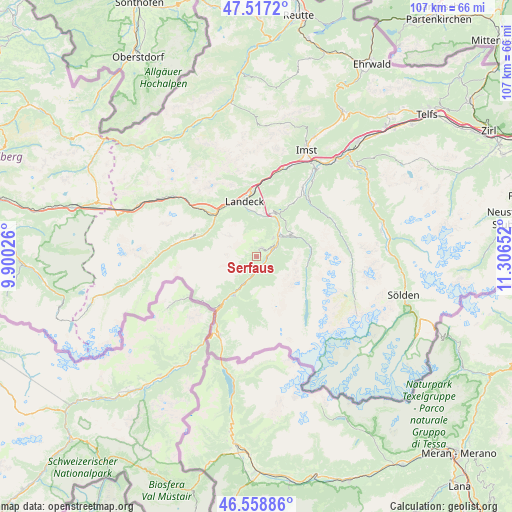 Serfaus on map